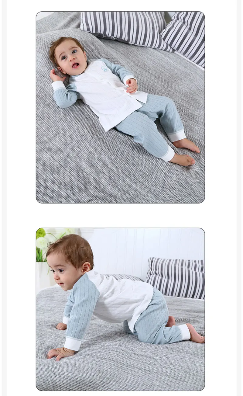 Хлопковые топы+ штаны, комплект из двух предметов, детские пижамы Домашняя одежда для маленьких мальчиков и девочек комплект одежды для сна с длинными рукавами для малышей Детская одежда для сна