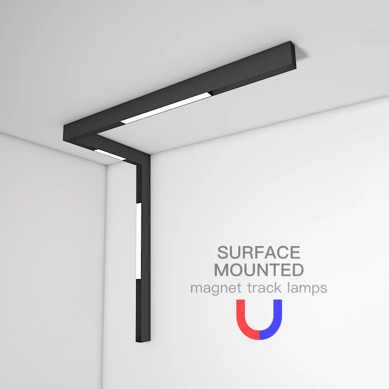 SCON Ceiling Surface Mounted Black Continuous Magnetic track light system linear Flush-in Fixture Channel led spotlight Rails afbeelding