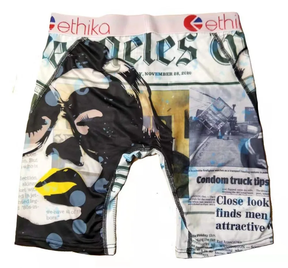 Мужские Длинные боксеры, шелк льда, Ethika, мужское нижнее белье, боксеры с принтом размера плюс, мужские боксеры, длинные ноги, дышащие мужские трусы