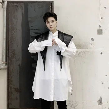 

2020 New Concave Shape And Versatile Pu Fashionable Cape Individual Trend Piece Vest Male Streetwear Hip Hop Fashion Loose Vest