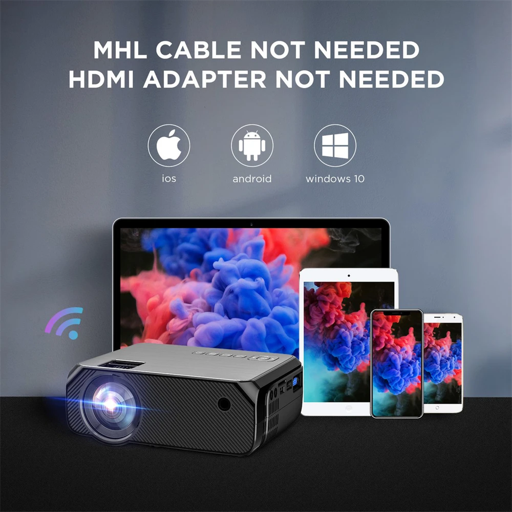 hd projector VCHIP GC555 4K Projector Protable projector 1080P mini Proyector For Home Theater 3D WiFi Portable Media Player Christmas gift samsung 4k projector