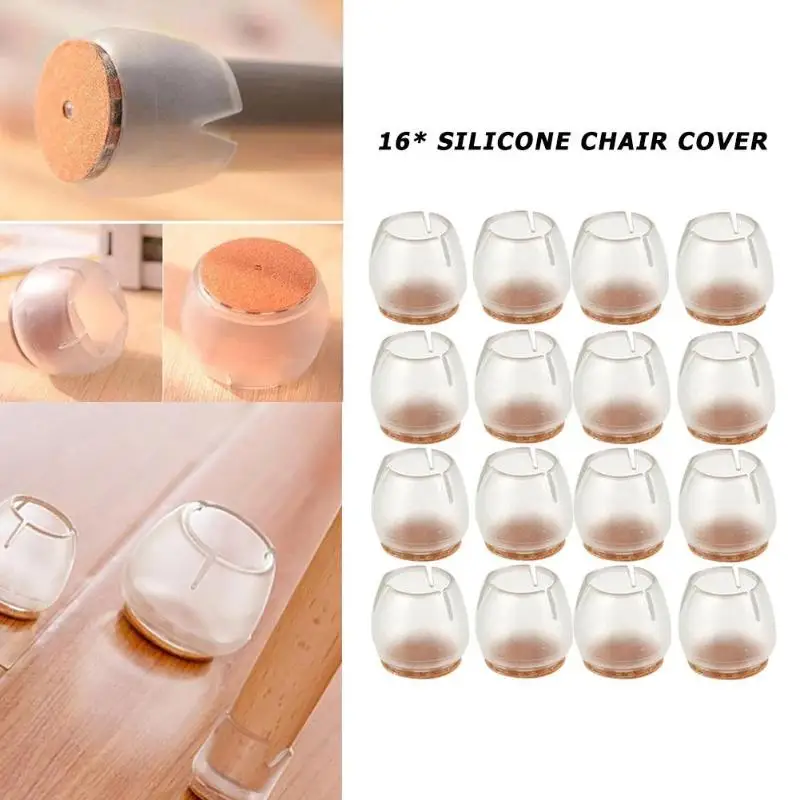 

16pcs Durable Non-Slip Chair Leg Protective Case Cap Pad Silicone Table Mat Floor Protectors Round Bottom Diameter 20mm