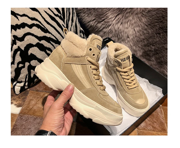 Platform High Top Sneakers Women Genuine leather Female Sneakers Warm Winter Ankle Boots Ladies Women Botas Mujer Sports Sneaker
