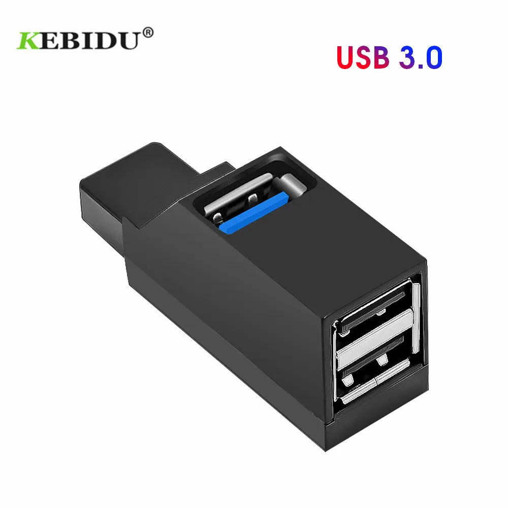 KEBIDU 3 порта usb-хаб Mini USB 2,0 3,0 высокоскоростной концентратор разветвитель коробка для ПК ноутбука U диск кард-ридер для iPhone Xiaomi телефон