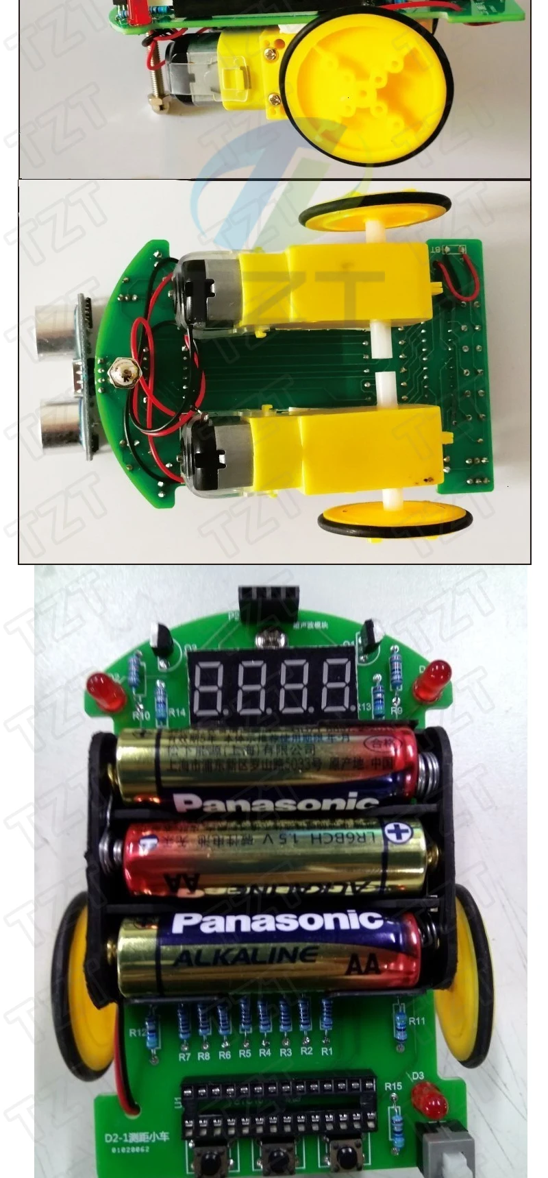 DIY Ultraschall-Entfernungsmessungs-Hindernisvermeidungs-Auto Elektronik-Bausatz LED-Display Programmierbares Intelligentes Auto Schweißübungs-DIY-Bausatz – Detail 3