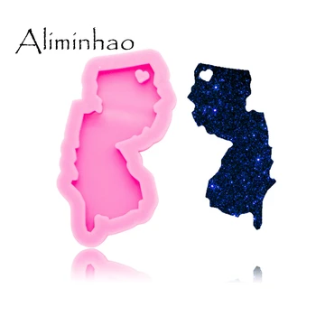

DY0223 Shiny us New Jersey state mold Silicone Molds DIY epoxy mould silicon Resin Crafting molds keychains Moulds