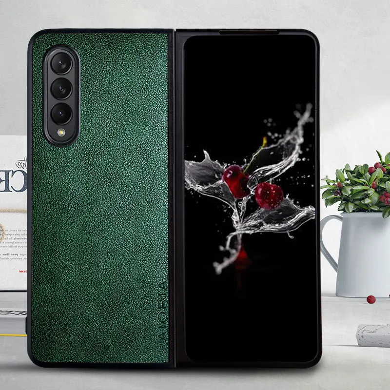 Роскошный чехол для телефона Samsung Galaxy Z Fold 3 тонкий Премиум из искусственной кожи в