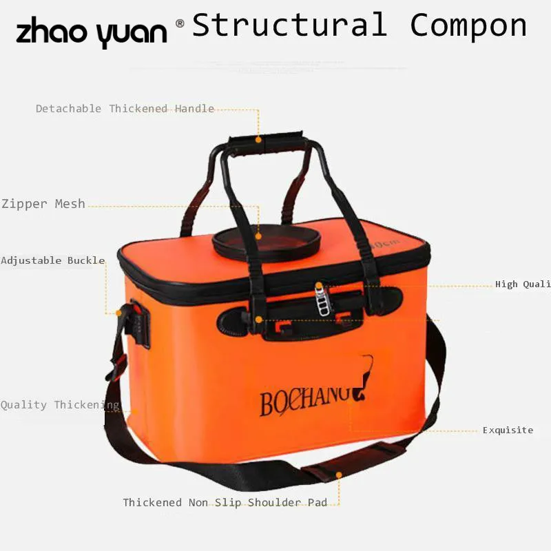 Portable  Folding EVA Bucket Outdoor Fishing Gear 45/50cm Handle Leakproof Tackle Bag Fishing Accessories Tackle Storage Bag