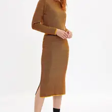 Дефакто Женская трикотажная юбка Женская Зима Осень верблюжий цвет вязаные юбки эластичные теплые прямые Skirts-L7478AZ19WN