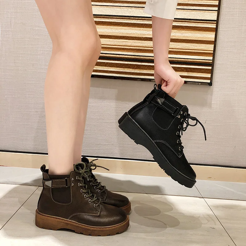 

2019 Spring And Autumn New Style INS Martin Boots Women's England Retro Short Students Thick Bottomed Boots Short Boots Women's