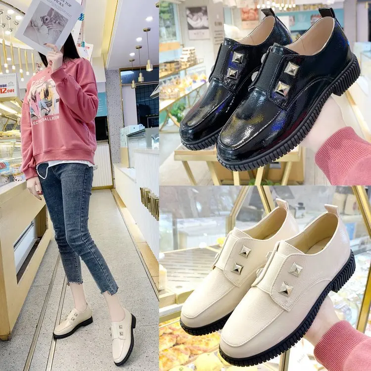 

British-Style Small Leather Shoes Women's 2020 Spring New Style Korean-style Versatile Online Celebrity Low Heel Retro with Skir