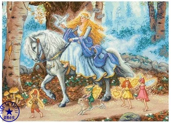 

Higher quality cotton threads Lovely Counted Cross Stitch Kit Fairytale Fairy with White Horse Dwarf Dwarfs dim 70-35319