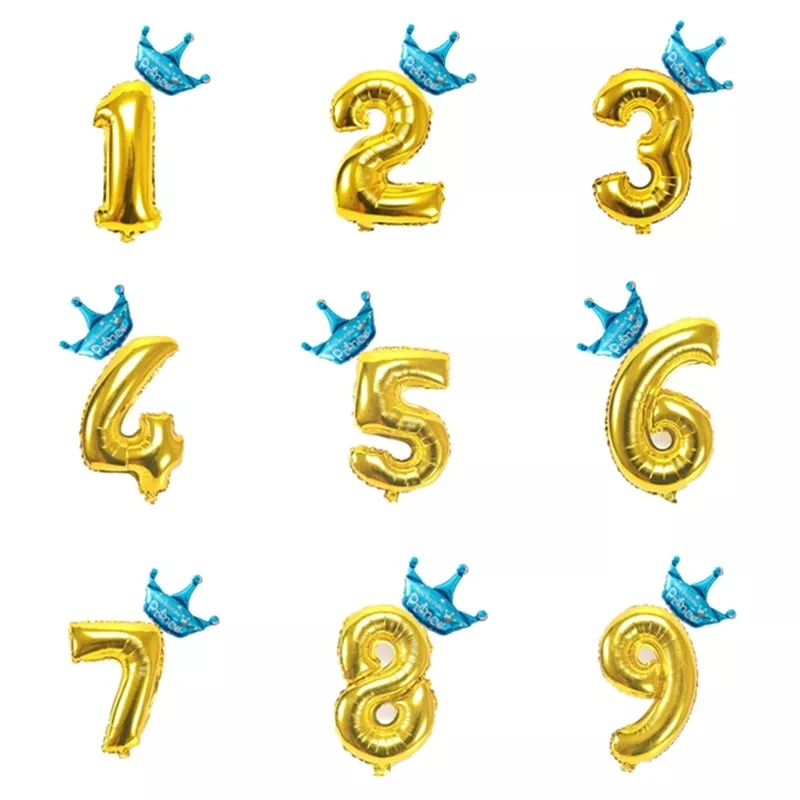 2 шт./компл. цифровой Корона Фольга набор воздушных шаров для мальчика с рисунком из мультфильма для девочек, воздушные шары для украшения дня рождения Свадебная вечеринка Baby Shower Декор поставки