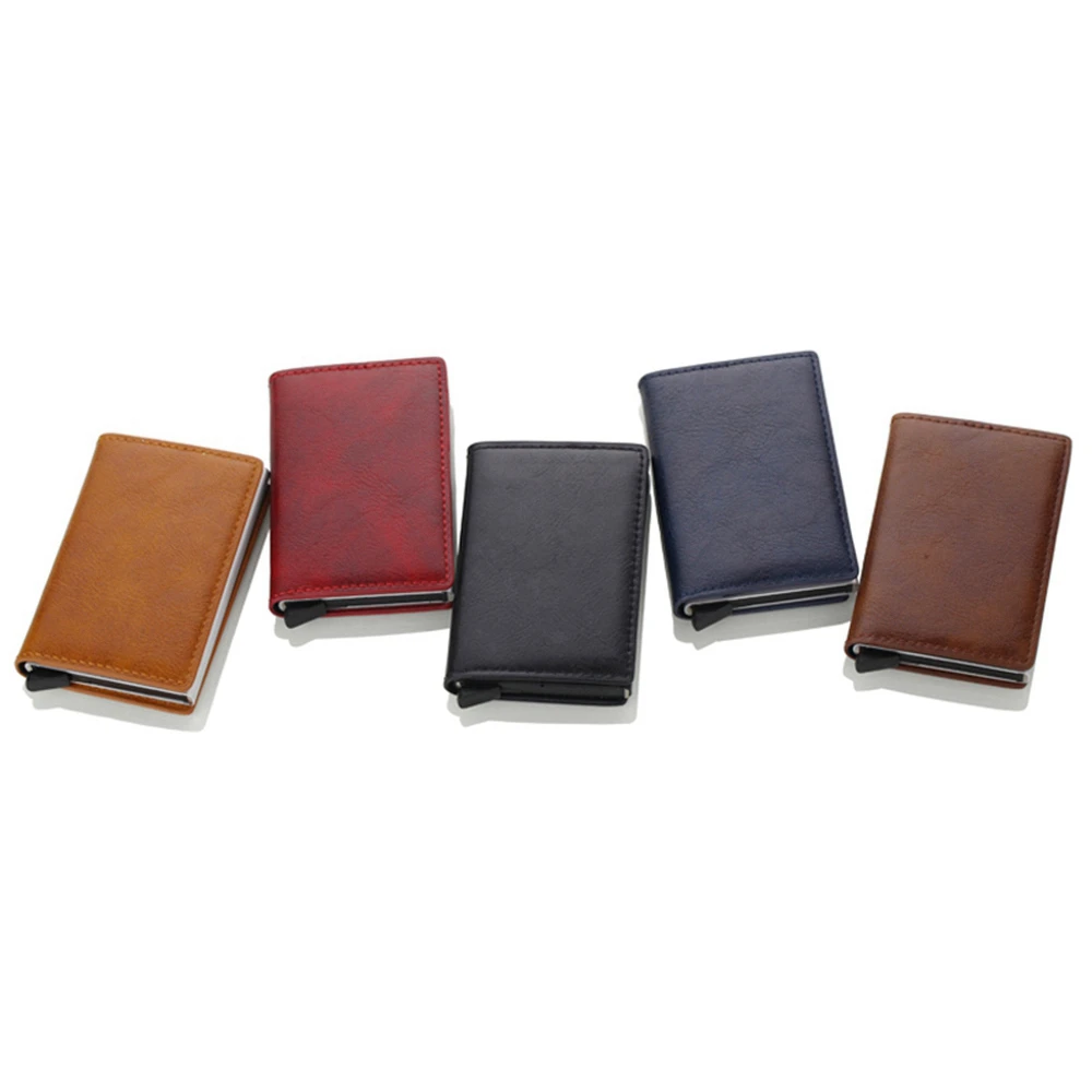 

1 Piece Pu Leather Cizicoco New Antitheft Credit Card Holder RFID Aluminium Business Card Holder Crazy Horse MIni Wallet
