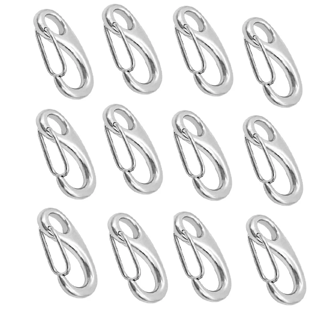 12pcs Boat Marine Anchor Rigging Clip - 316 Stainless Steel Safety Spring Snap Hook Carabiner, 2 inch 50mm Length