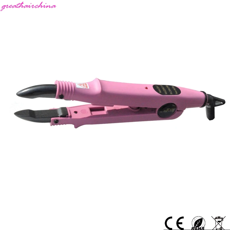 PINK TIP C EU Plug Новейший LOOF L-611, профессиональный мини-температурный постоянный утюжок для наращивания волос, тепловые кератиновые соединители, инструменты - Цвет: PINK TIP C EU Plug
