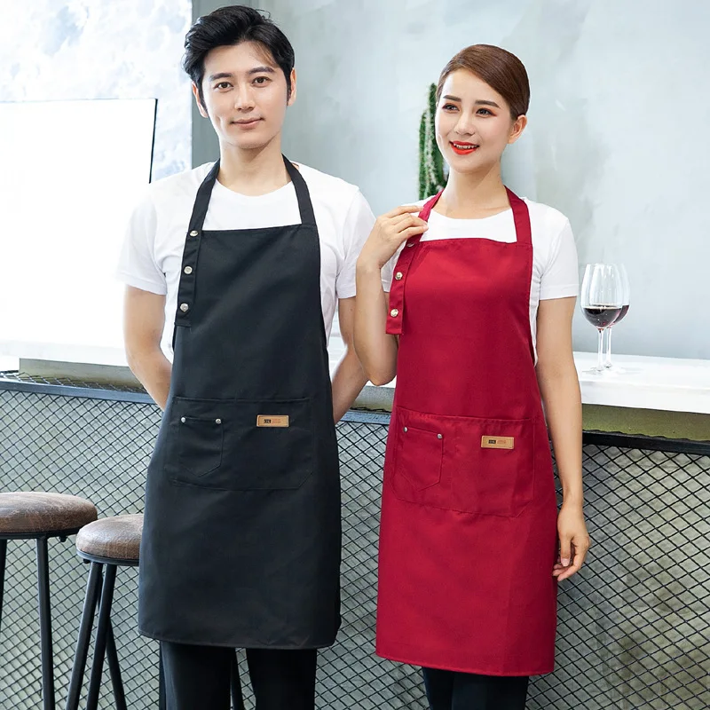 

Cooking Kitchen Apron with Pockets for Woman Men Chef Waiter Cafe BBQ Shop Work Bib Aprons Custom Logo Wholesale