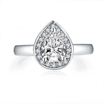 

925 Sterling Silver Rings Transparent SONA Diamond Finger Rings for Women Wedding Statement Fine Jewelry