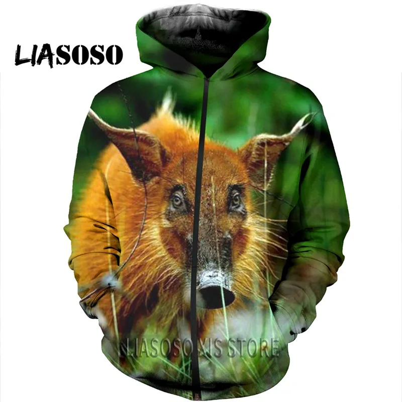4 Liasoso, новинка, Мужская толстовка, 3d принт, забавные животные, дикий кабан, Свинка Харадзюку, повседневные спортивные толстовки, Осень-зима, с длинным рукавом, с капюшоном - Цвет: 4