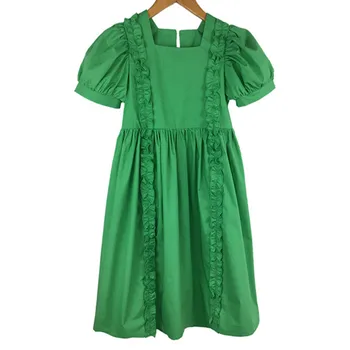 

6 to 16 years kids & teenager girls summer square collar ruffle flare dress children girl fashion cotton casual dresses