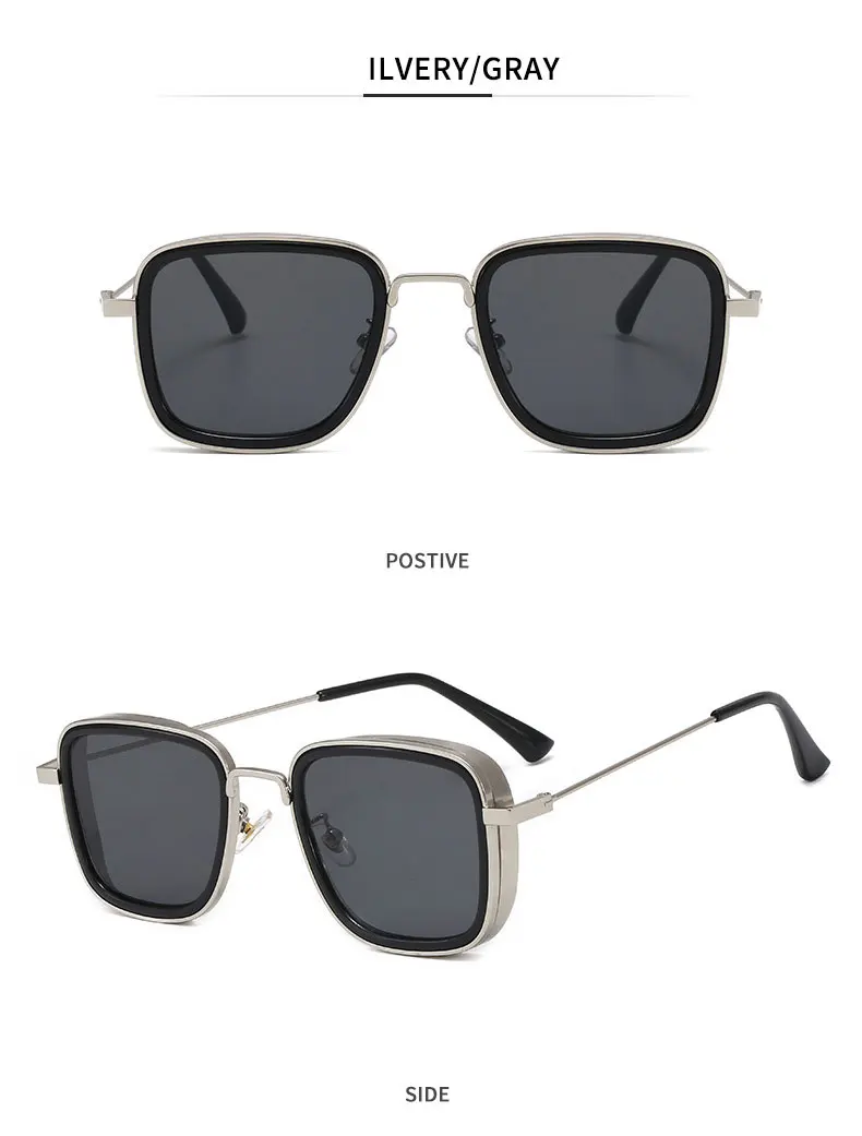 HUHAITANG Vintage Square Sunglasses Men Classic Steampunk Mens Sun Glasses For Women Luxury Brand Outdoor Shades Small Sunglases