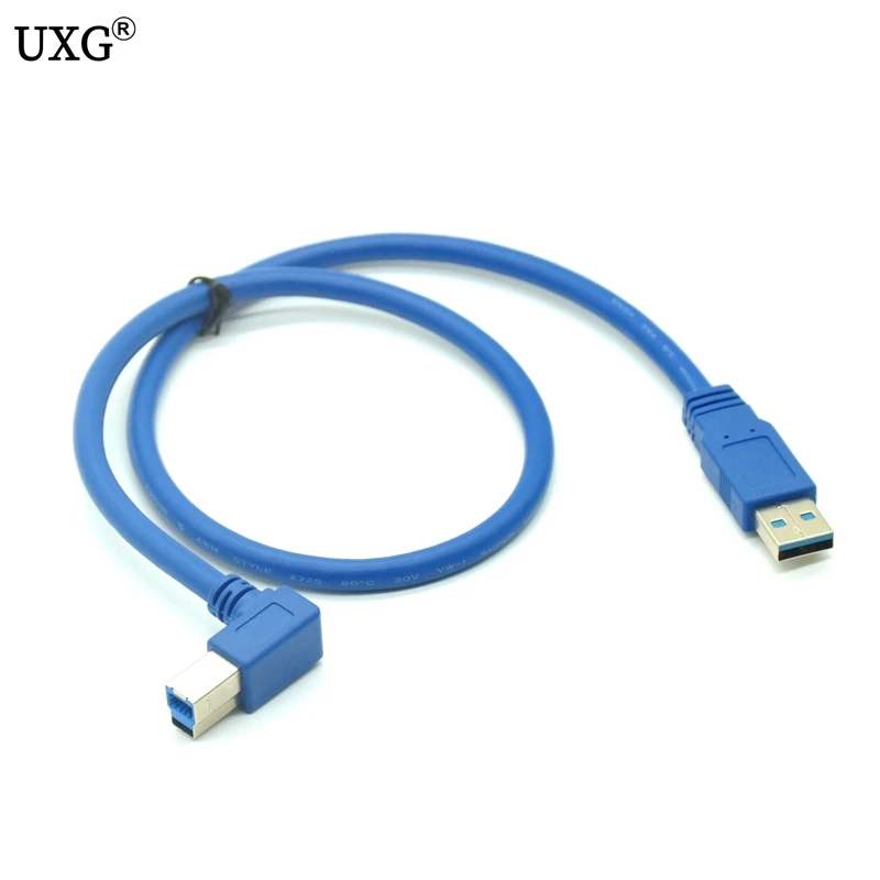 Standard USB 3.0 A type male straight to B 90 degree Right angled Cable Blue 60cm 100cm | Компьютеры и офис