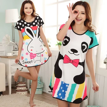 

Summer Nightgowns O-neck Cute Cartoon Women's Sleepwear Nightwear Sleep Nightdress Home Dress Fashion