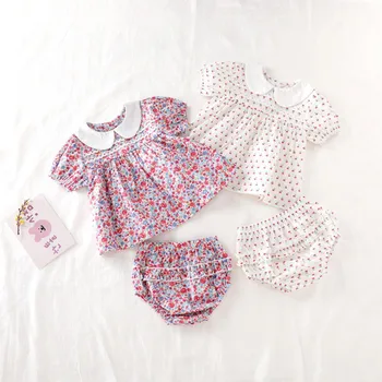 

Baby Girl Clothes Set Infant Clothing Summer Floral Tops Shorts Girl Casual Shirts Cute Bloomers 2PCs Outfits 11