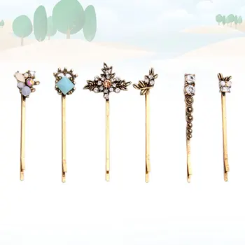 

6pcs Vintage Retro Hair Clips Diamante Flower Hair Barrettes Hair Pins for Ladies and Girls