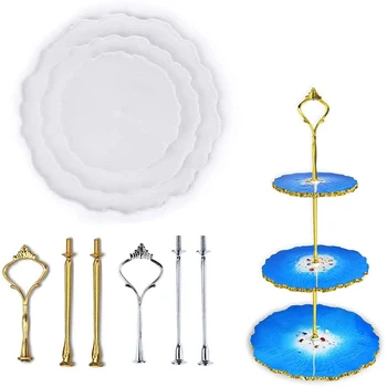 

3 Tier Cake Stand Resin Molds, Trays Silicone Mold, Tray Resin Silicone Casting Mold for DIY Plate Stand