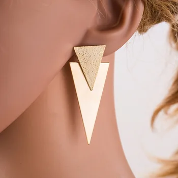 

Big Gold Color Earrings 2019 For Women Geometric Triangle Metal Drop Dangle Earrings Fashion Simple Personalized Earrings