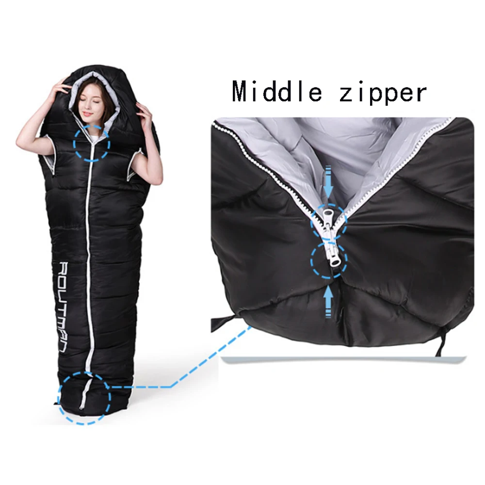 Mummy Can reach out hand Windproof outdoor thickening waterproof warm adult spring autumn winter camping sleeping bag