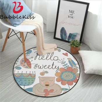 

Bubble Kiss Round Non-slip Rugs for Modern Living Room Nordic Trend Cartoon Rabbit Round Carpet Polyester Bedroom Decor Rug