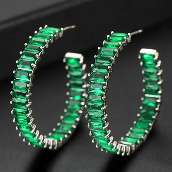 

Jimbora Trendy Elegant Women Big Circle Statement Earrings Luxury Snow Shape Cubic Zirconia Charm Earrings Party Jewelry Wear