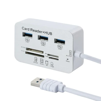 

3 Port USB Multi-In-1 Hub MS SD M2 TF Memory Card Reader Aluminum Adapter GK99
