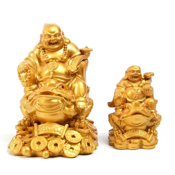 

Chinese Mido Buddha Turtle and Buddha Statue Sculpture, Resin Modern Art Statue, Home Feng Shui Decoration, toad Laughing Buddha