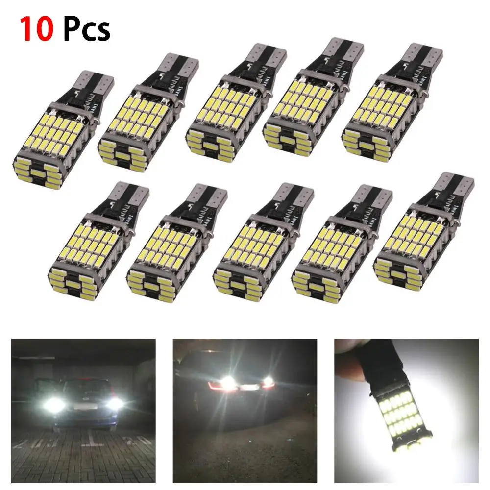 Светодиодные лампы T15 W16W 10 шт. 45 SMD Canbus OBC без ошибок светодиодный фсветильник
