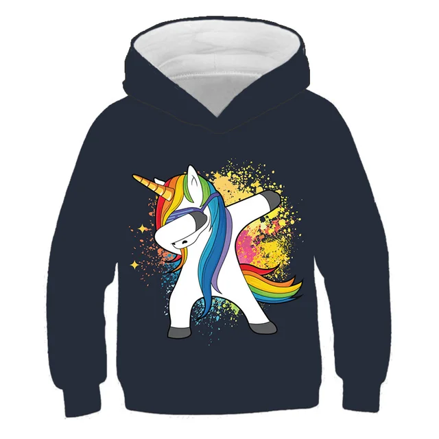 Girls Unicorn Hoodies 4 5 6 7 8 9 10 11 12 -14 Years Kids Sweatshirt Unicorn Hoodies Boys Hooded Autumn and Winter Girl Clothes Tzwy-s1145