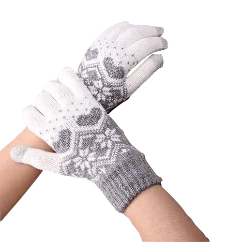 Type 15 H Лидер продаж Модные Guantes для мужчин и женщин зимние теплые перчатки вязание снежинка шаблон полный палец перчатки и варежки Luvas - Цвет: Type 15