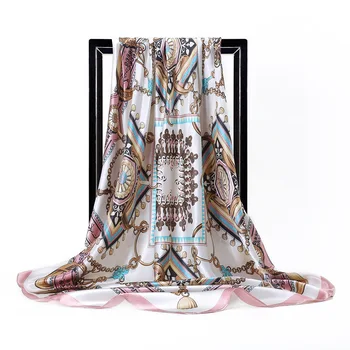 

2020 Luxury Brand Printed Silk Soft Scarf Women 90cm Bandana-Style Sun-resistant Shawl chiffon hijab scarves poncho blanket
