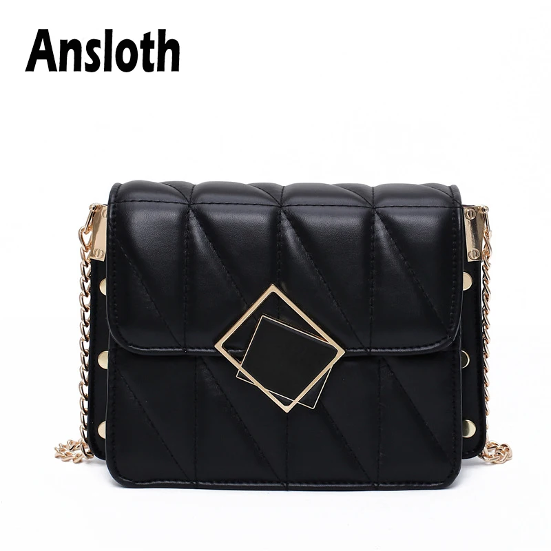 

Ansloth Fashion Diamond Lattice Crossbody Bags For Women Chain shoulder Bag hasp handBags Small Flap Bag Solid Color Bags HPS941