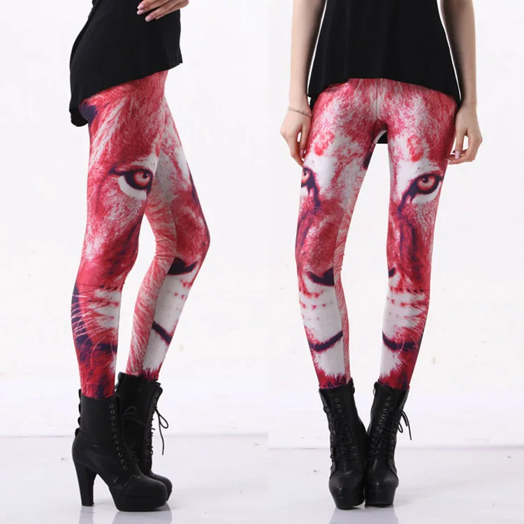 

Europe And America Red Lion Head Digital Printing Leggings Elastic Leggings Leggings