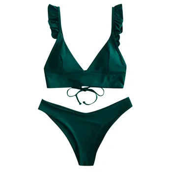 

WOMAIL Summer Sexy Bandage Lingerie Women Ruffles Sexy Set Ladies 2 Piece Underwear Suit Split Lenceria Mujer Brazilian 20Jan03