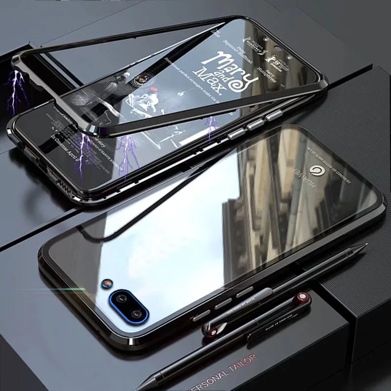 

YonLinTan Coque cover Case For Huawei Honor 10 lite 10lite Honor10 Lite Strong magnetic adsorption tempered glass case