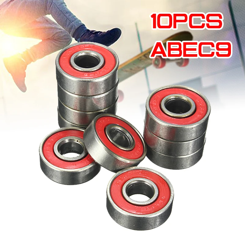 10x ABEC 9 608 2RS Inline Roller Skate Wheel Bearing Red Sealed