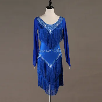 

Latin Dance dress Women/Lady Competition tassel Dress Ballroom Cha Cha Salsa Rumba Latin Dancing Dress For Dancer S-XXL