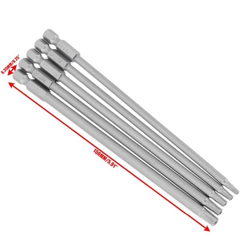 Горячая XD-5Pcs 150 мм Torx отвертка Биты длинная электрическая отвертка с магнитным наконечником Набор бит многофункциональная отвертка инструменты T10-T30