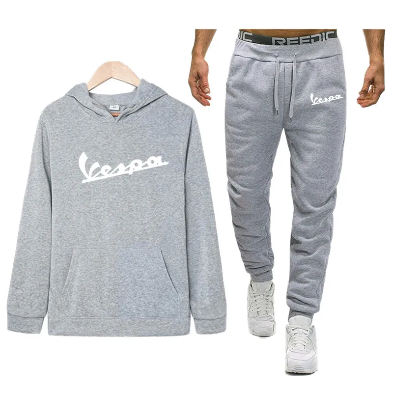 3 Vespa print Tracksuit for men 2 sets of new fashion jacket men's sportswear Hoodie spring and autumn mens hoodies Sweatpants - Color: 3