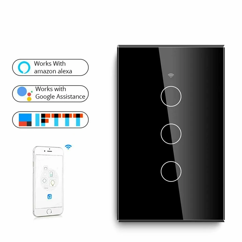 Умный Wi-Fi 3 банды светильник переключатель Сенсорная панель для Amazon Alexa Google Home