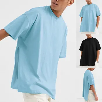 

INCERUN Solid Color Men T Shirt Casual O Neck Loose Short Sleeve Split Hem Tee Tops 2020 Streetwear Summer Men T-shirts Camiseta